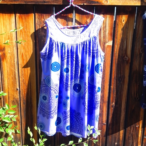 Purple Geo. Lace Beach cover up - Picture 2 of 7